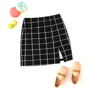 Shein Girls split hem grid skirt
